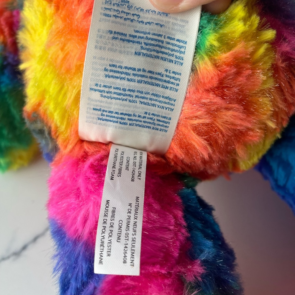 Build-A-Bear Rainbow Plush Teddy - Multicolor Tie-Dye Fur 2013 - Picture 5 of 7